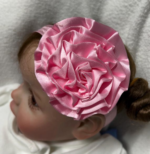 Rosette Pink Headband Halo Luxe Mauve Rosette Velvet Headband – Panda and Cub main image 3