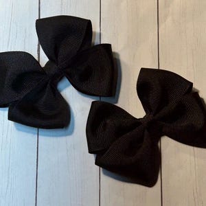 Black Hair Bow 3” wide, Solid Black Pigtail Hairbow, Black bow, Black Hair Bow, solid black pigtail hairbows, black hair bows, matches a lot