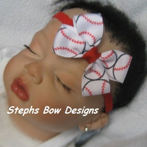 BaseBall Small 2” Hair Bow, Lace Headband, Can be made to match your Favorite Team, Baseball hairbow, baseball hair bow headband, baseball