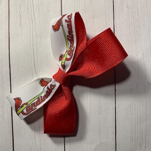 Saint Louis Cardinals Baseball Pigtail Hair Bow, St Louis Cardinals baseball game this summer.  St Louis. 3” STL baseball hair bow, baseball