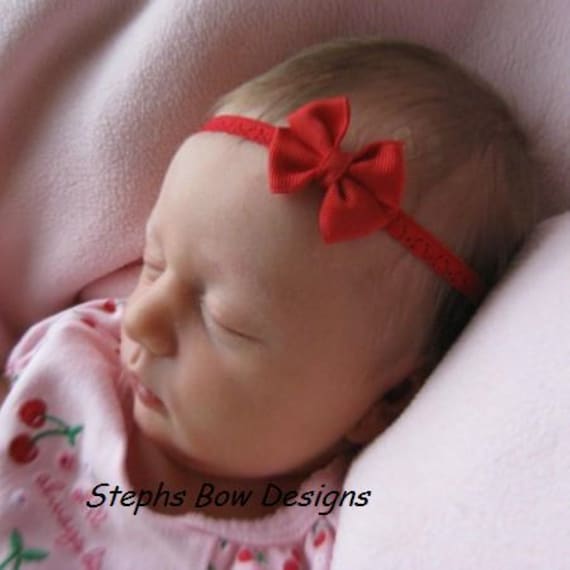 Christmas Dainty Layered Korker Hair Bow Soft Headband FITS Preemie to Toddler