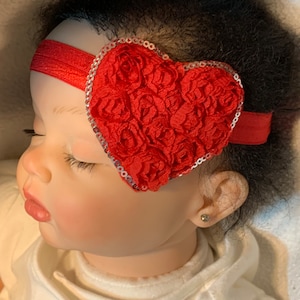 Red Heart Shabby Rose Hair Bow Headband 4 Valentines Day so cute on! Red Rose hairbow, Red Rosette Hair bow, hair-bow, Valentines Day