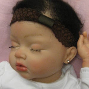 Brown Interchangeable Lace Headband, Worn alone or with a Hair Bow, Brown Headband, Solid Brown HeadBand, Brown Lace Headband for any bow