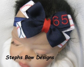Baseball Made to Match Your Favorite Team Colors Custom # Dainty Layered Hair Bow Headband Baby Hairbow So Cute  MLB Fan U Pick Personalized