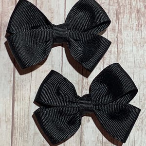 Black pigtail Hair Bow, 2” black hair bow, solid black hairbow clip, barrette, black hair bow, Solid black hair bow, Black Pigtail hair bow