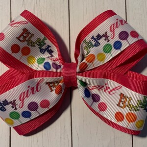 Happy Birthday girl Hair Bow 4.5” wide Birthday Hair Bow, Happy 1st Birthday HairBow, 1st Birthday Hair bow, birthday Bow, birthday girl bow