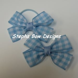 Blue & White Gingham Dainty Hair Bow Headband so Cute 4 Dorothy Wizard of OZ