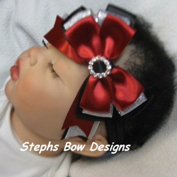 Christmas Red Green Dots Layered Korker Hair Bow Soft Headband Preemie to Adult