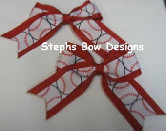 Set 2 Baseball Cheer Pigtail Hair Bows Baby Toddler Hairbow Cheerleader/School Team/Sports team U pick Colors