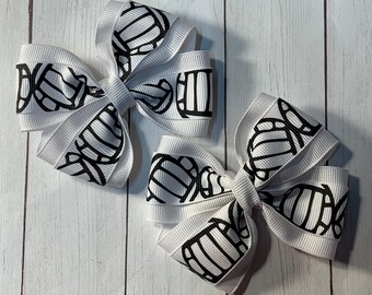 Volleyball Pigtail Hair Bow, Basketball 3” Baby to Child Hairbow, Volleyball can be made to Match Team colors, Volleyball pigtails hair bow