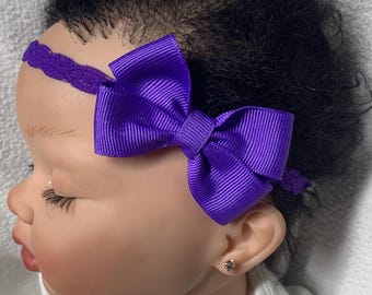 Purple 2” hair bow headband, purple hairbow, fits preemie to toddler, purple hair bow headband, cute purple hair bow headband, purple bow