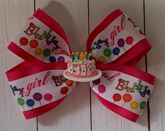 Alles Gute zum Geburtstag Mädchen Haarschleife 11,5 cm breit Geburtstag Haarschleife, Happy 1st Birthday HairBow, 1st Birthday Kuchen Haarschleife, Geburtstagskind Schleife