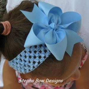 Big 5&quot; Blue Boutique Hair Bow Headband fits Newborn Toddler Baby Easter