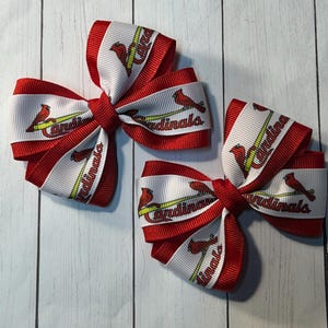 Saint Louis Cardinals Baseball Pigtail Hair Bow, St Louis Cardinals baseball game this summer.  St Louis. 3” STL baseball hair bow, baseball