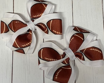 Football Hair Bow, 3” Football hair bow So Cute for your Little girl this Fall at the Football games, Football Pigtail Hairbow, hair bow