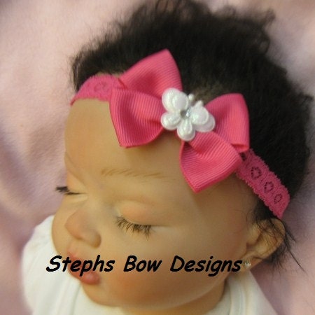 Shock Pink Bow, Glitter Hair Bow, Pink Hair Bow, Toddler Barrette