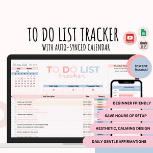 Google Sheets To-Do List Planner for Freelancers | ADHD Dashboard + Habit Tracker | Productivity Calendar & Weekly Organizer