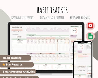 Digital Habit Tracker | Google Sheets Daily Weekly Planner (Digital Download)