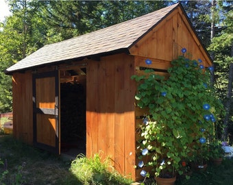8X16 ft Firewood Shed Plan PDF - Fire Wood Shed W/ Sliding Barn Door - Tool and Garden Shed Storage Building - 5 Cord DIY Build Plans