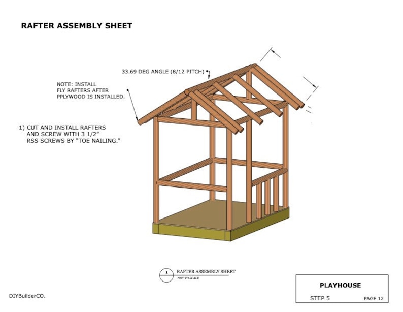 4x6 Ft Kids Playhouse Plan PDF - Tiny House Rustic Affordable DIY ...