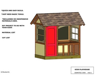 Playhouse Plan for kids - Tiny house Rustic affordable DIY project - Reclaimed materials and creativity!
