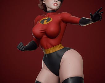 1/6th Scale Elastigirl Fan Art: 3D Printed Resin Figure (Unpainted/Unassembled)