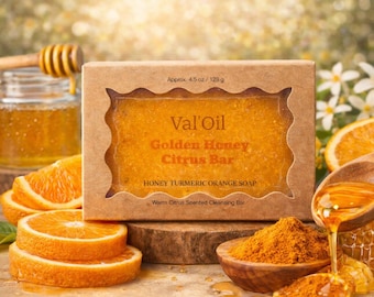Val'Oil Honey Citrus Turmeric Soap Bar, Natural Face Cleansing, Handmade Soap, Skincare Gift