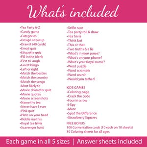 Tea Party Game Bundle PRINTABLE Ladies Afternoon Tea Trivia Female Birthday Party Activities Girls Adults Kids Fun Quiz Set Church Shower