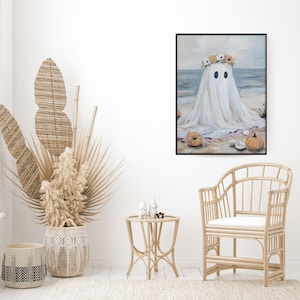 Coastal Halloween Print Bundle of PRINTABLE Cute Ghost Halloween Prints Vintage Oil Painting Collection Beach Gallery Wall Art Set Ocean