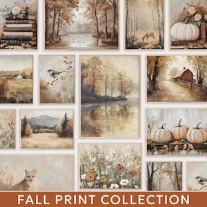Fall Print Collection PRINTABLE Autumn Vintage Oil Painting Set Farmhouse Gallery Wall Art Bundle Trendy Nature Decor Rustic Landscape Art