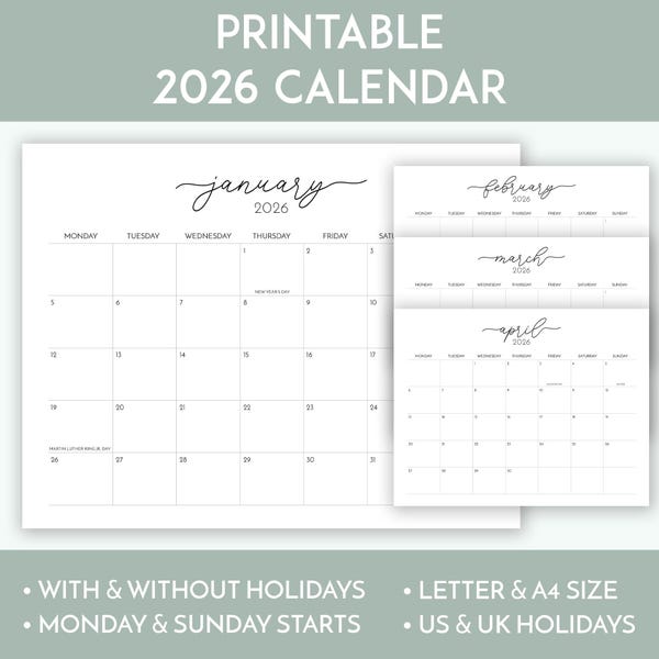 British Calendar 2026 - Etsy