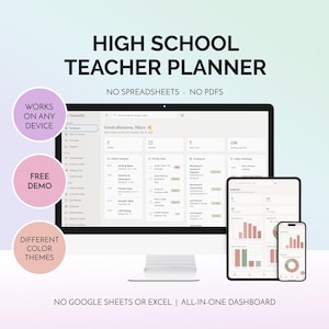 Digital Teacher Planner App Offline Gradebook Attendance Tracker No Subscription High School Classroom Organizer Dashboard