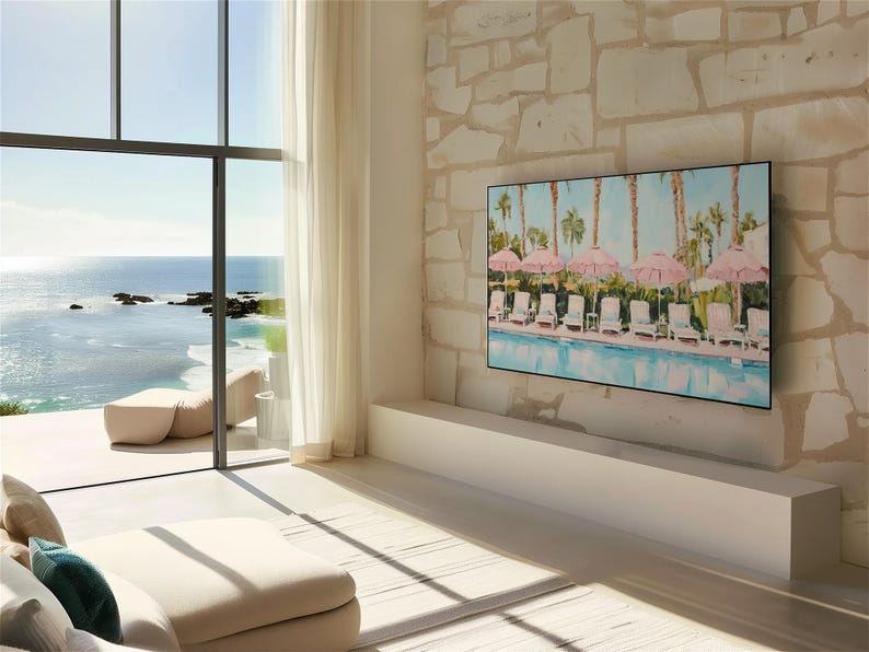 Retro Palm Springs Pool Frame TV Art for Samsung Frame TV Summer Decor ...