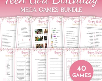Teen Girl Birthday Game Bundle Printable Girl's Party Games Mega Bundle Sleepover Trivia Quiz 13th 14th 15th 16th Birthday Activities