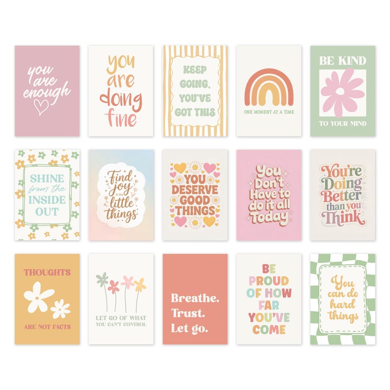 Mental Health Wall Art Bundle 30 PRINTABLE Positive Quote Prints Therapy Office Decor School Counselor Gallery Wall Affirmation Poster Set