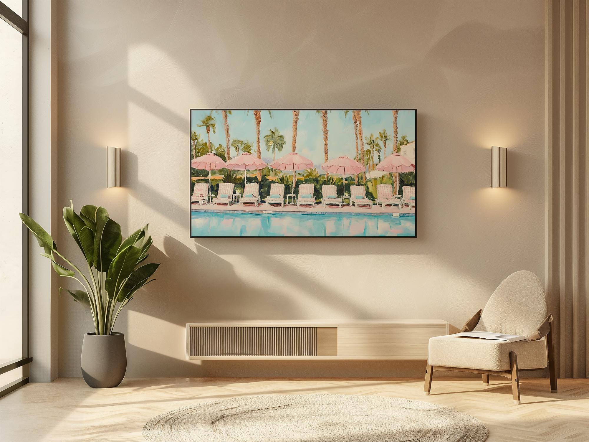 Retro Palm Springs Pool Frame TV Art for Samsung Frame TV Summer Decor ...