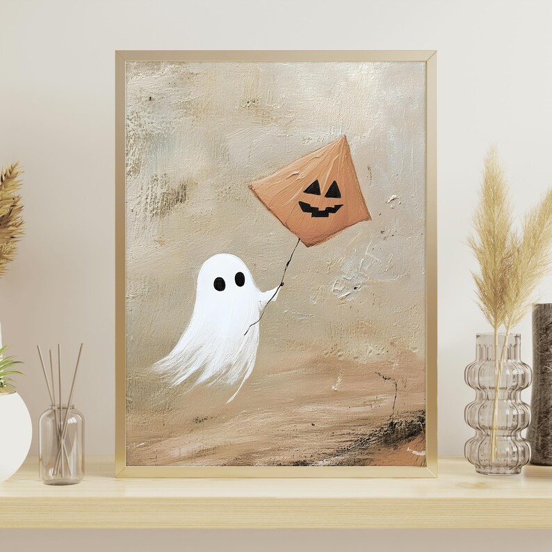 Coastal Halloween Print Bundle of PRINTABLE Cute Ghost Halloween Prints Vintage Oil Painting Collection Beach Gallery Wall Art Set Ocean