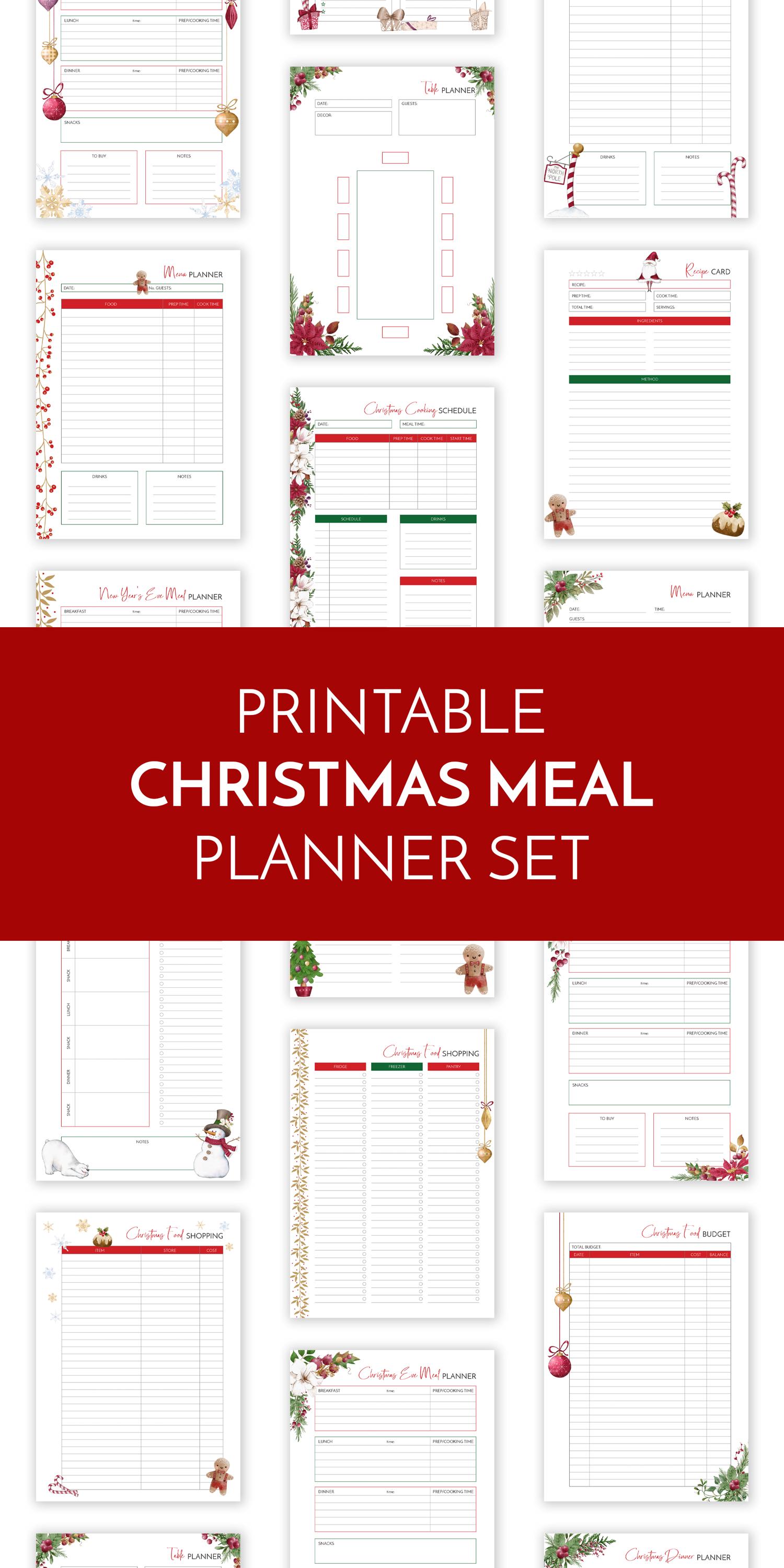 Christmas Meal Planner PRINTABLE Set Holiday Planner Xmas Organizer ...