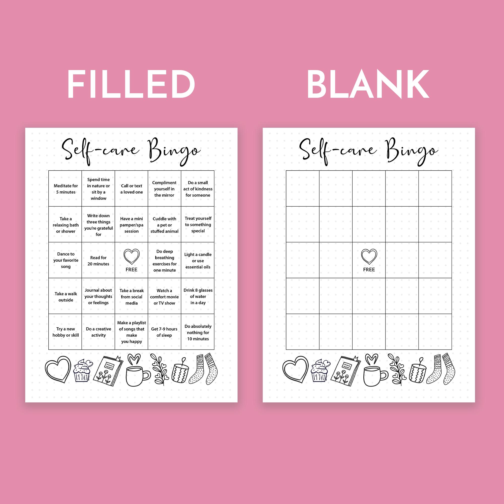 Self Care Bingo Printable Self Care Challenge Game Wellness Bingo ...