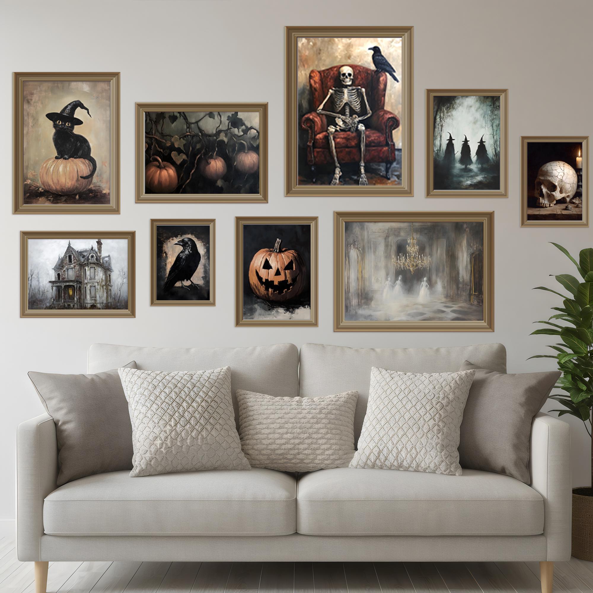 Vintage Halloween Print Set PRINTABLE Vintage Oil Painting Wall Art ...