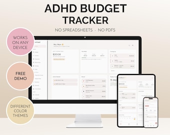 ADHD Budget Planner App Digital Financial Dashboard Neurodivergent Money Tracker Spending Tracker Offline Debt & Savings Planner