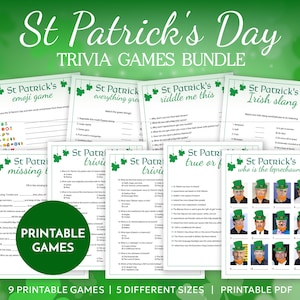 St Patrick's Day Trivia Game Bundle Printable St Patty's Party Quiz Pat's Paddy's Game Night Missing Lyrics True or False Irish Slang