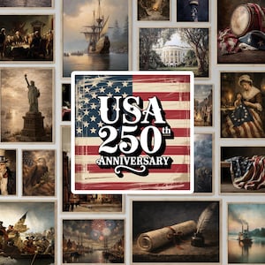 Zestaw wydruków z okazji 250. rocznicy USA DO DRUKU Zestaw obrazów olejnych w stylu vintage Kolekcja plakatów ściennych z galerią patriotyczną Ameryki 4 lipca
