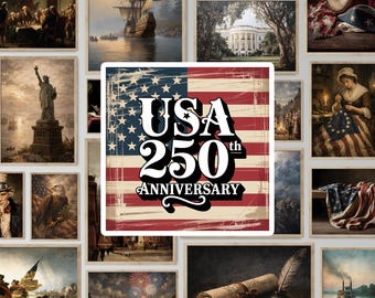 USA 250th Anniversary Print Bundle PRINTABLE Vintage Oil Painting Set America Patriotic Gallery Wall Art Collection Poster Decor July Fourth