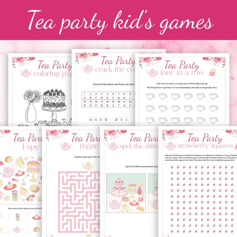 Tea Party Game Bundle PRINTABLE Ladies Afternoon Tea Trivia Female Birthday Party Activities Girls Adults Kids Fun Quiz Set Church Shower