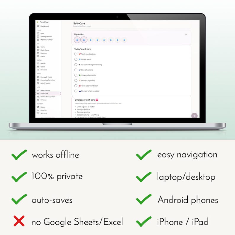 ADHD Life Planner Digital App Productivity Dashboard Habit Tracker ...