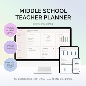 Middle School Teacher Planner App Digital All In One Classroom Management Gradebook Lesson Planner Template