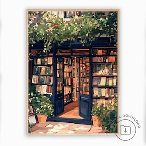Bookshop Print Trendy Bookish PRINTABLE Wall Art Vintage Book Decor Reading Nook Poster Retro Booklover Gift Cozy Book Store Art Painting