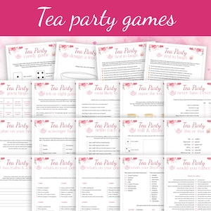 Tea Party Game Bundle PRINTABLE Ladies Afternoon Tea Trivia Female Birthday Party Activities Girls Adults Kids Fun Quiz Set Church Shower