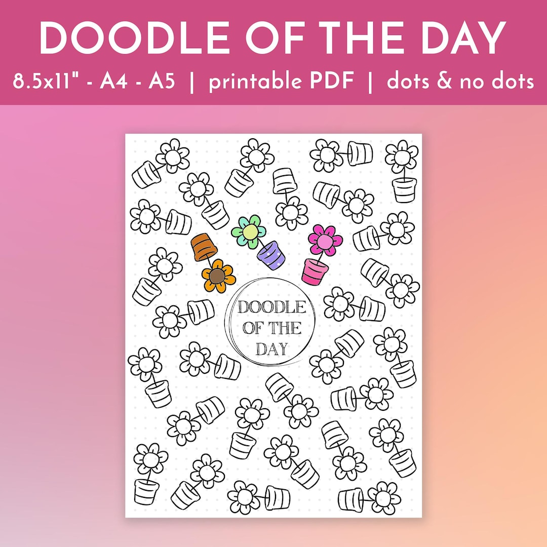 Flowers Doodle of the Day Printable Daily Doodle Coloring Page Flower ...